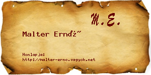 Malter Ernő névjegykártya